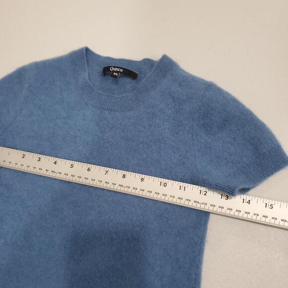 Quince Sweater Womens XS Blue 100% Cashmere Crewneck Short Sleeve Baby Tee - Picture 5 of 7